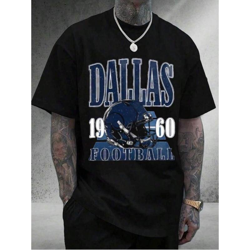 Dallas 1960 Football Helmet Logo Vintage T-Shirt, Iconic Team Graphic Crew Neck Short Sleeve Tee, Classic Game Day Street Style Top, Soft Premium Cotton Casual Wear for Men Women, Perfect Christmas Holiday Thank You Gift For Football Fans