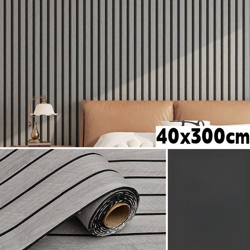 PVC Slat Wall Panel Peel and Stick 40CM"x 300CM" Faux Wood Slat Panel Artificial Oak Wood Grain Self-Adhesive Soundproof 3D Wall Panel for Walls and Ceilings