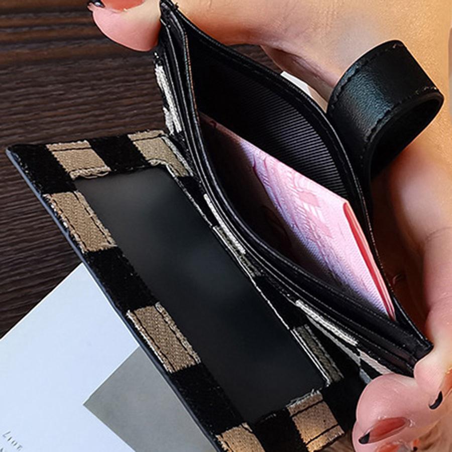 Women's Fashion Colorblock Plaid Short Wallet - Casual Canvas & PU Leather Zipper Card Holder With Snap Closure Leather Lining And Edging | Hand Or Dry Clean Only Card Covers Wallet For Cards Card Holder For Women