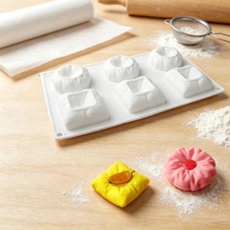 1pc  pillow-shaped silicone cake mold, 8-cavity double soft happiness design, 2 styles, non-stick, easy to release, suitable for good night gift chocolates, cakes, healing creative baking tool