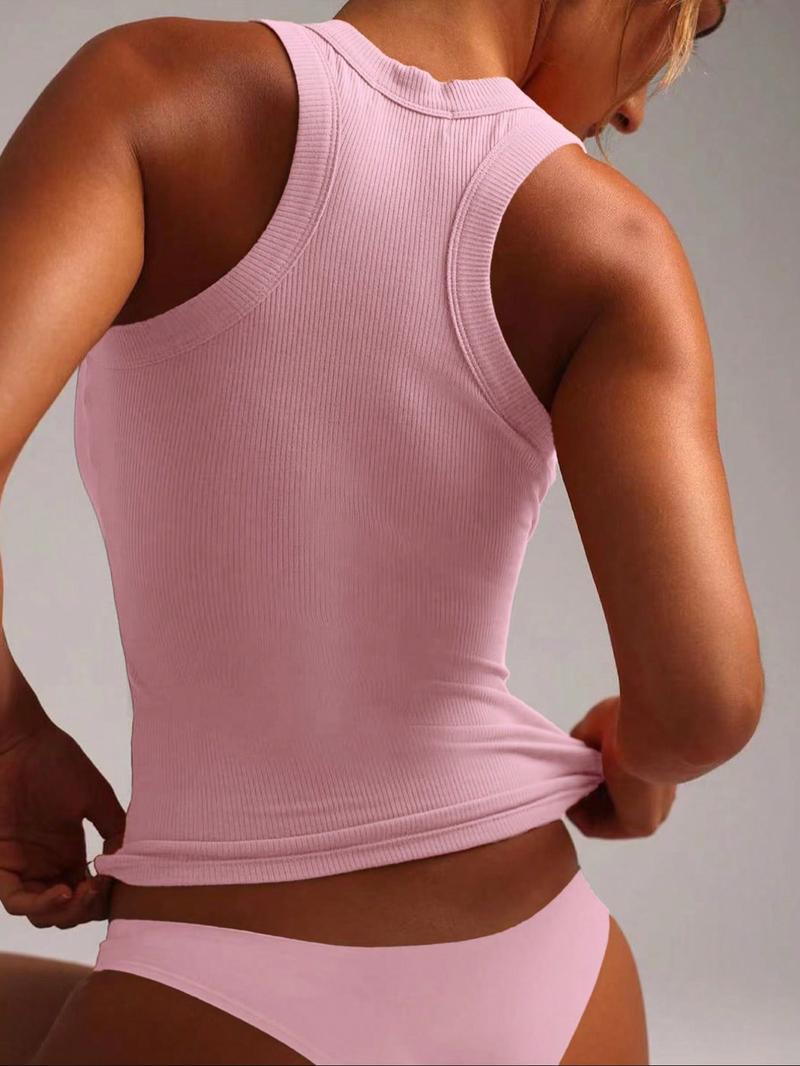 Women's Solid Tank Top, Casual Minimalist Sleeveless Top for Summer, Ladies Clothes for Daily Wear