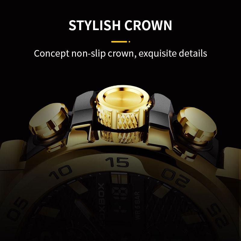FoxBox Large Disc Silicone Strap Electronic Time Scale Design Luminous Pointer Round Fashion Luxury Waterproof Wear Quartz watch gift Springtok reloj