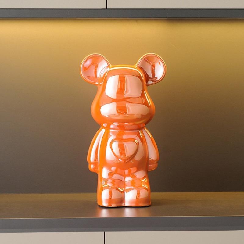 Sweetheart Bear Ceramic Decoration Figurine, Adorable Teddy Bear Ornament Cute Animal Design for Home Decor Accessory, Home Decor Ornaments, Unique Gift Idea for Friends and Family