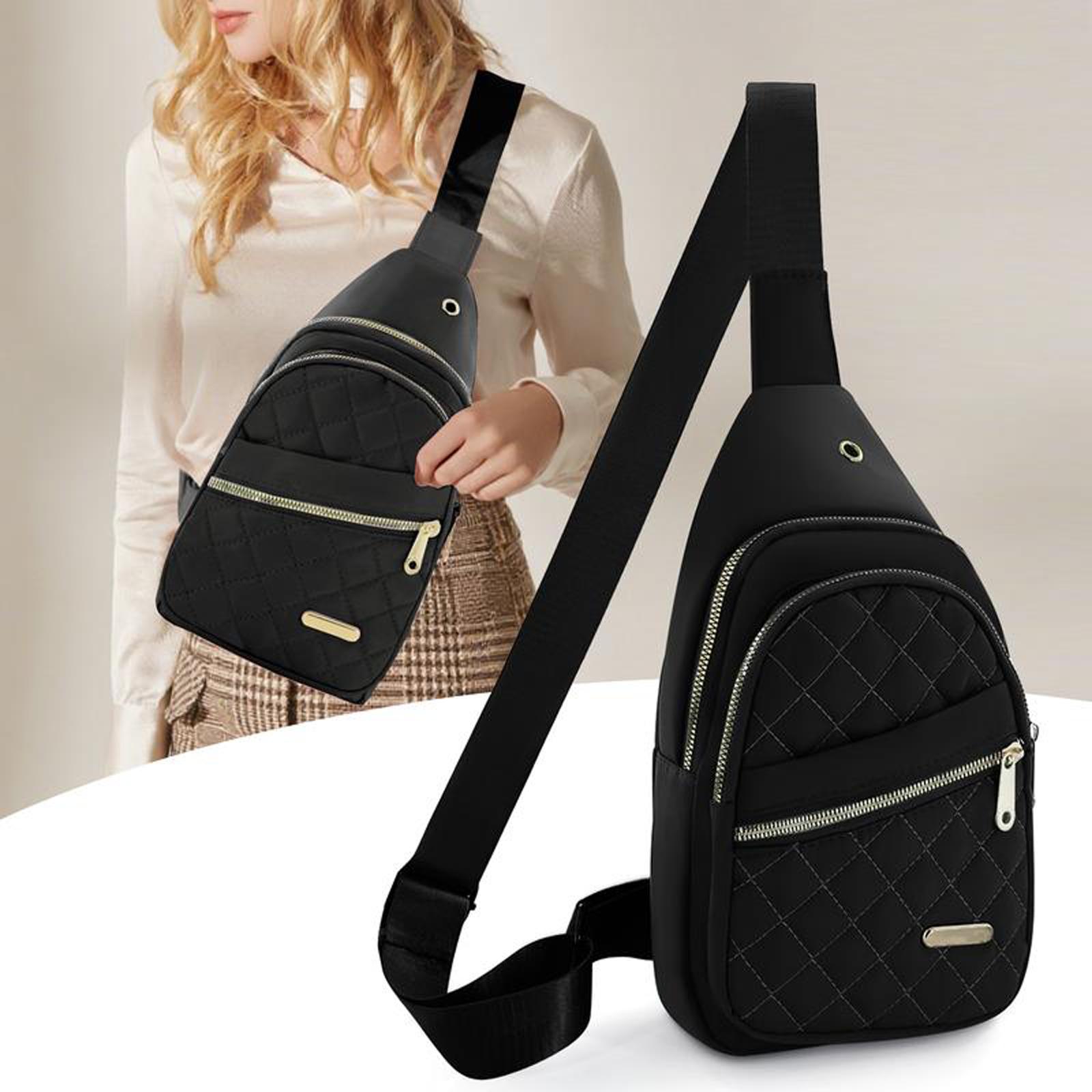 Lightweight & Waterproof,Solid Color Quilted Fanny Pack-Casual Large Capacity Zipper Chest Belt Bum Bag,Adjustable Sling Bag for Daily Use,Fashionable Large Capacity Sling Bag.