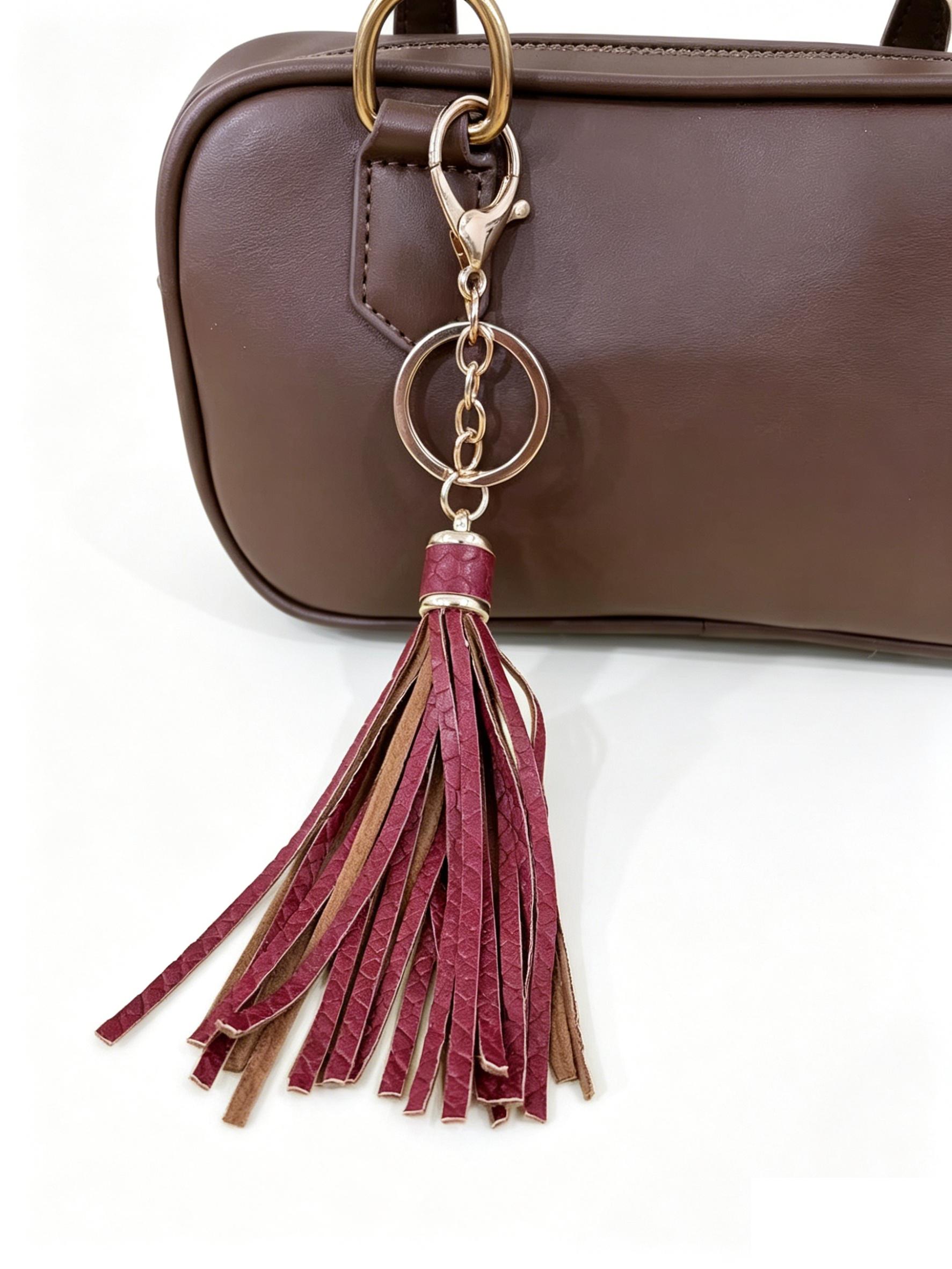 Chinese Knot Fringe Pendant, Boho Style Bag and Phone Chain Accessory, Handmade Leopard Print Keychain, Multi-Function Clip