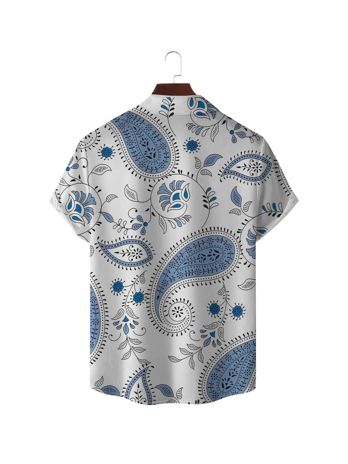 Classic Paisley Pattern Casual Shirt, Men's Loose Fit Turn-Down Collar Short Sleeve Top, All over Print, Comfortable Daily Wear