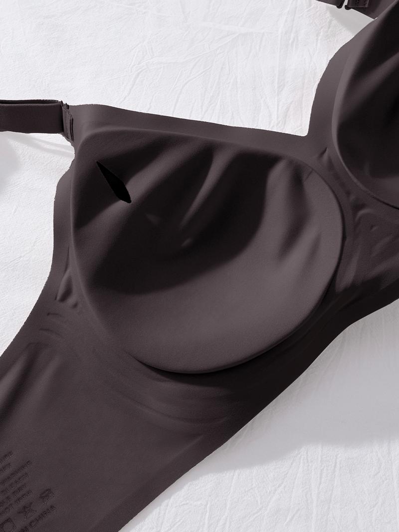 Women's Plain Wireless Jelly Bra, Comfortable Lining Removable Pads Fitted Design, Medium Support All-Season Wear