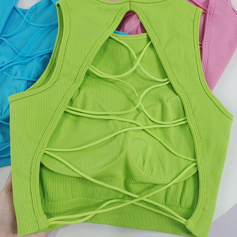 Fixed Cup Yoga Tank Top, Sexy Cross Back Outdoor Sports Gym Shirt, Sleeveless Running Outerwear, Women's Workout Clothing