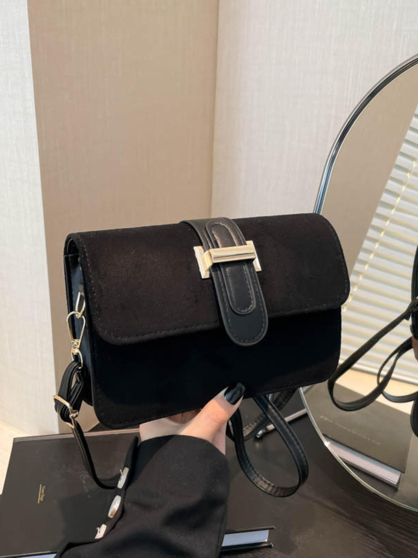 Korean Style Fashion Suede Crossbody Shoulder Bag, High-Quality Synthetic Leather, All-Seasons, Perfect for Work and Commute