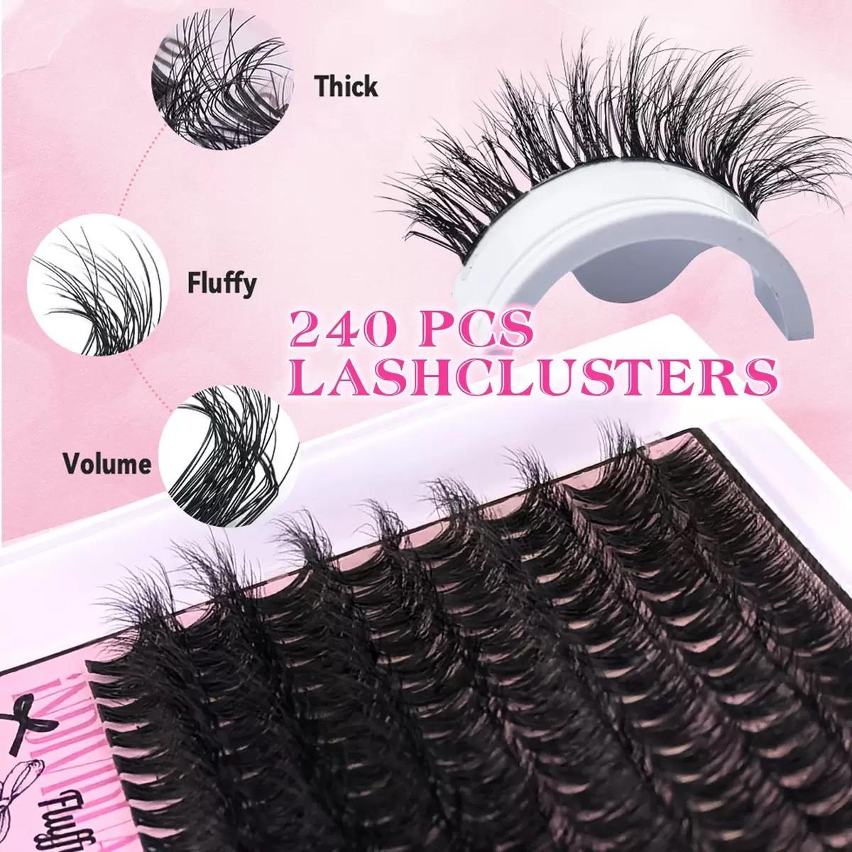 Lash Clusters Kit 60D 80D Individual Lashes, D Curl 9-16mm, Thick False Eyelashes, Nature Look, Soft and Lightweight, Easy to Use at Home