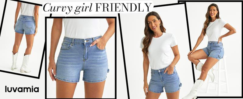 luvamia Jean Shorts for Women Trendy High Waisted Denim Shorts Carpenter Stretchy Summer Casual Mom Cut Off Jeans Shorts nice  jeans  Basic Trouser Womenswear