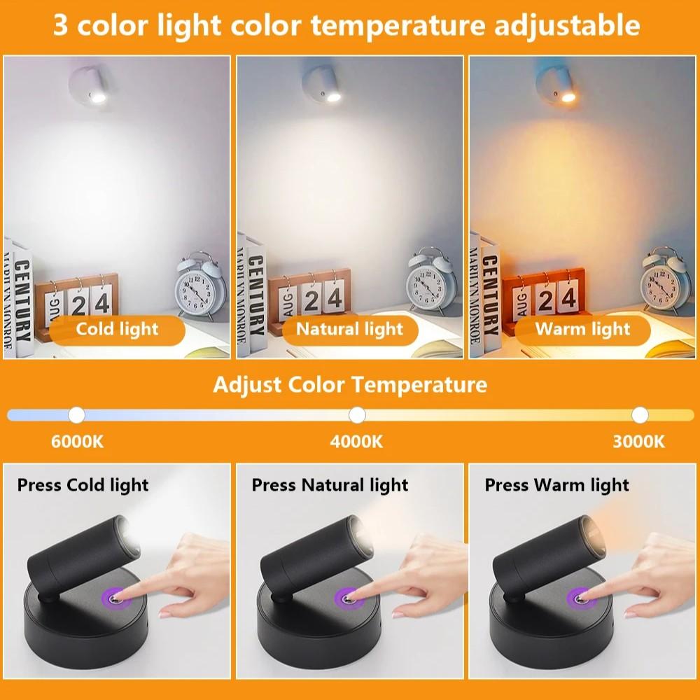 2pcs Wireless USB Rechargeable Wall Light, Magnetic Mount Night Lamp, Touch Control Dimmable Bedside Aisle Reading Light, No Drilling Required Cabinet Lamp, Indoor Lighting