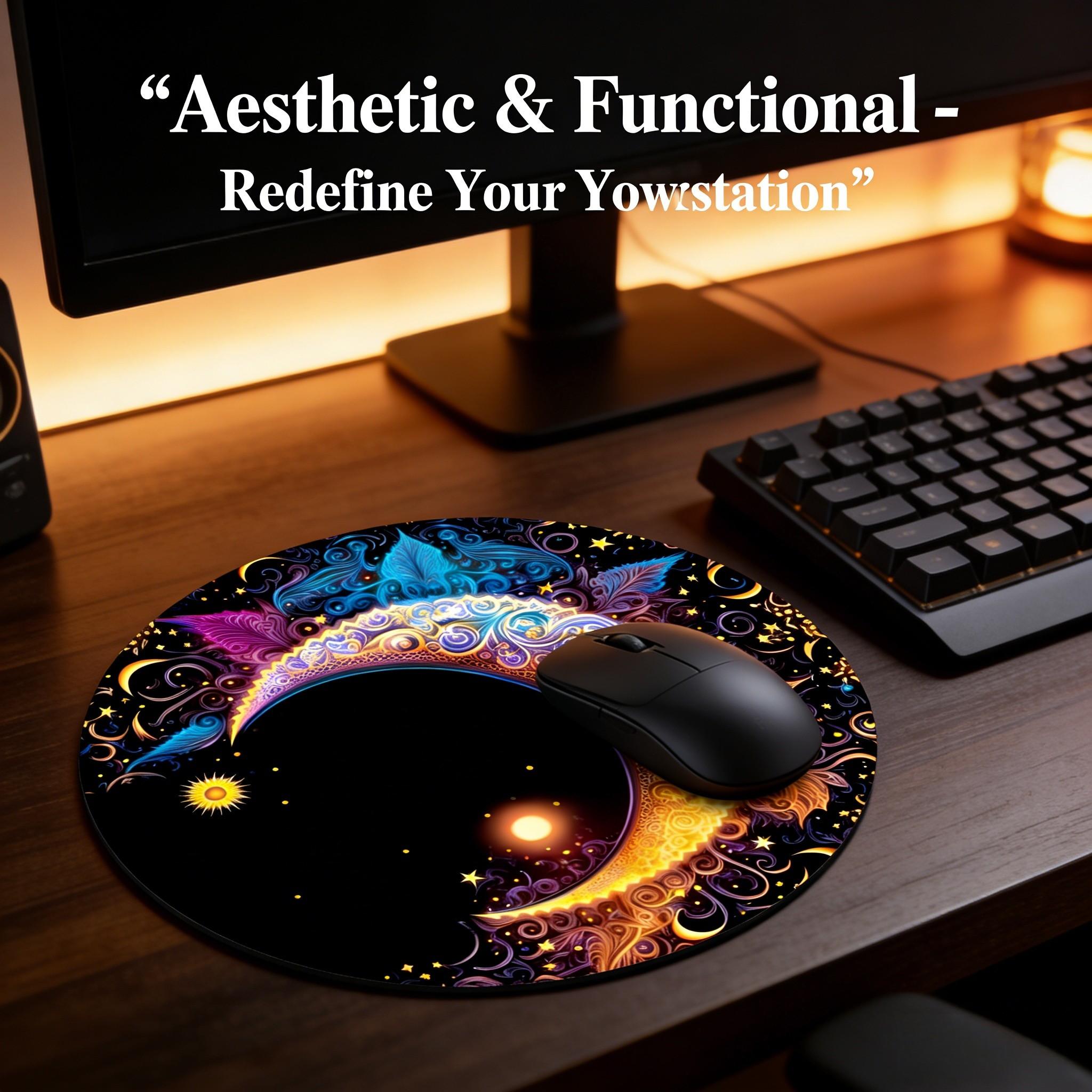 Fashionable Moon Shape Mouse Pad, Non-Slip Rubber Base, Small Desktop Mat for PC/laptop, Gaming/mouse Pad, Office Use, Gift for Women - 7.87 Inches