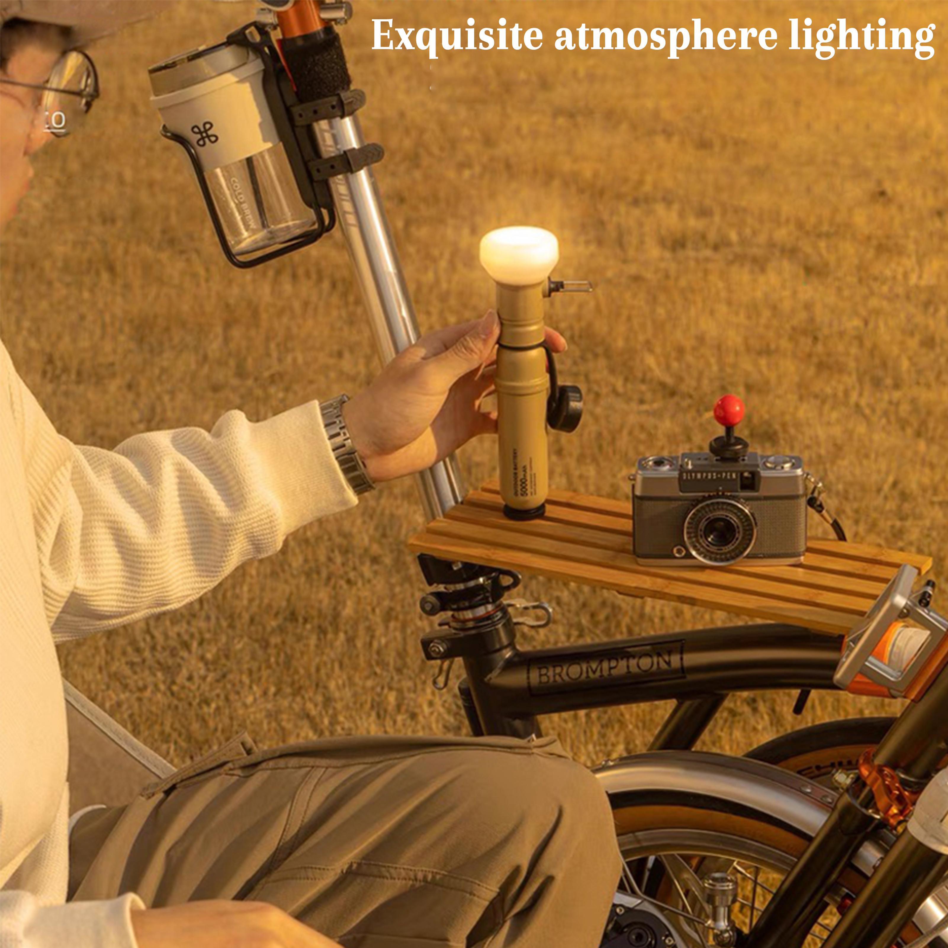 Camping Light with Mini Tripod, USB Rechargeable LED Lantern & Power Bank, Stepless Dimming, 5000mAh Battery，Fast Phone Charging, Camping Lantern for Hiking, Fishing, Emergency Outdoor Use