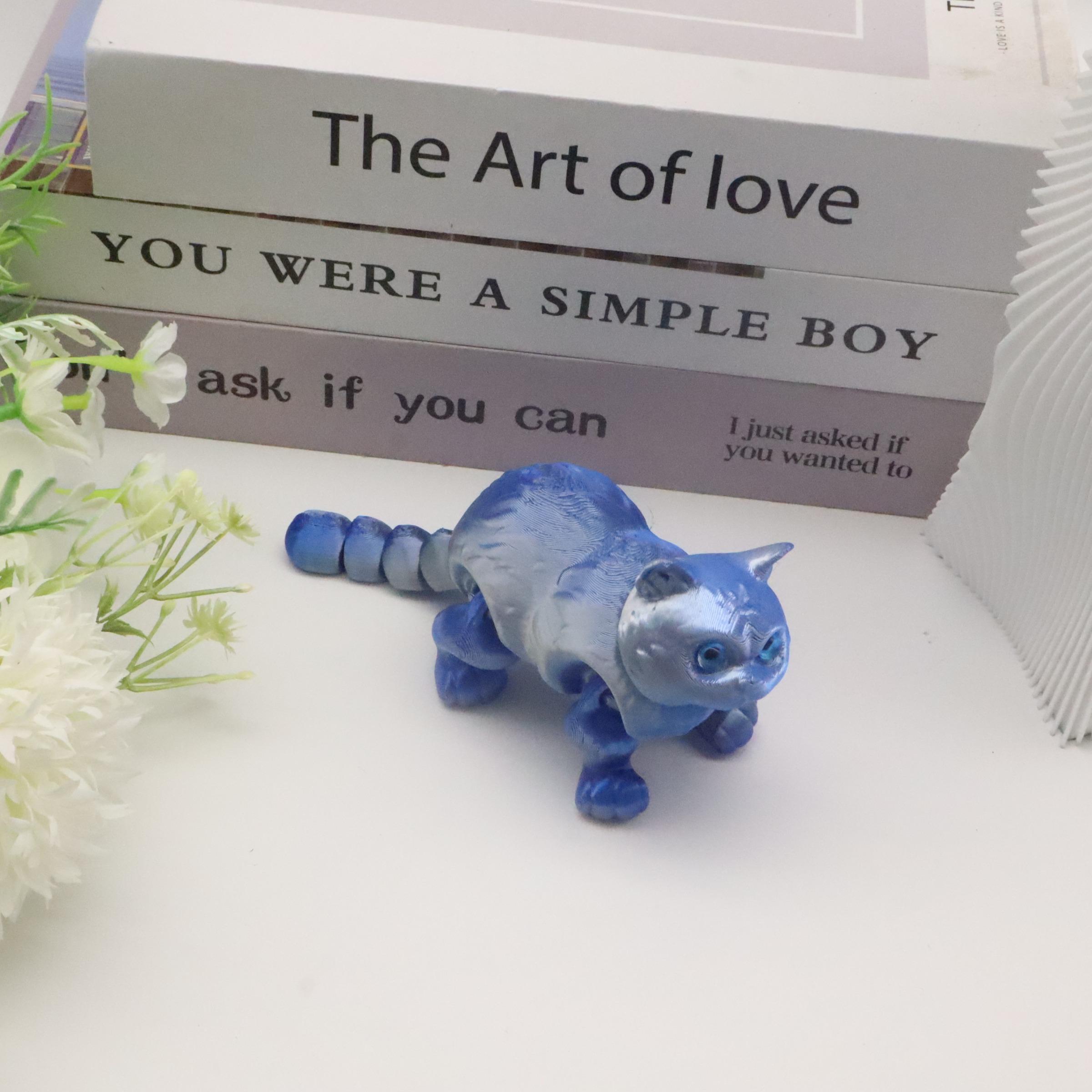 3D Printed Short Hair Cat Figurine, 36cm Rainbow Gradient, Moving Joints, Decorative Fidget Figurine, Perfect Home Decor, Birthday Gift, Christmas Present