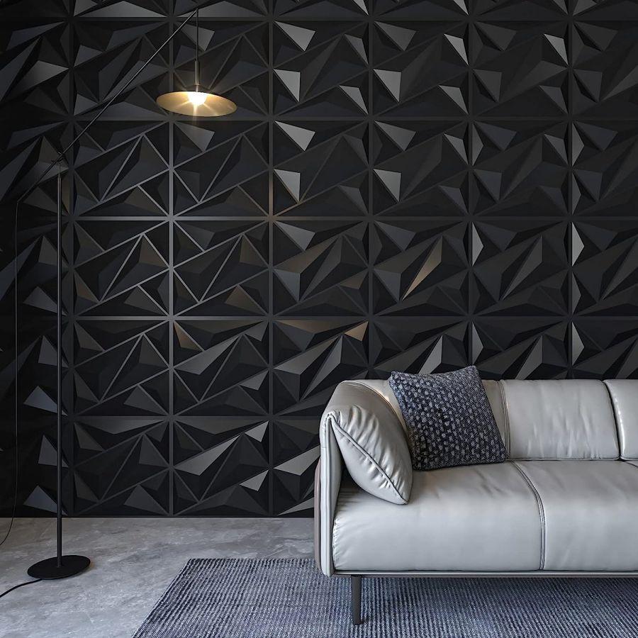 12/20/30PCS 3D Diamond Pattern Wall Panels, PVC Material 3D Wall Decorative Diamonds, Indoor Wall Decoration, 11.8x11.8 Inches, Includes Adhesive