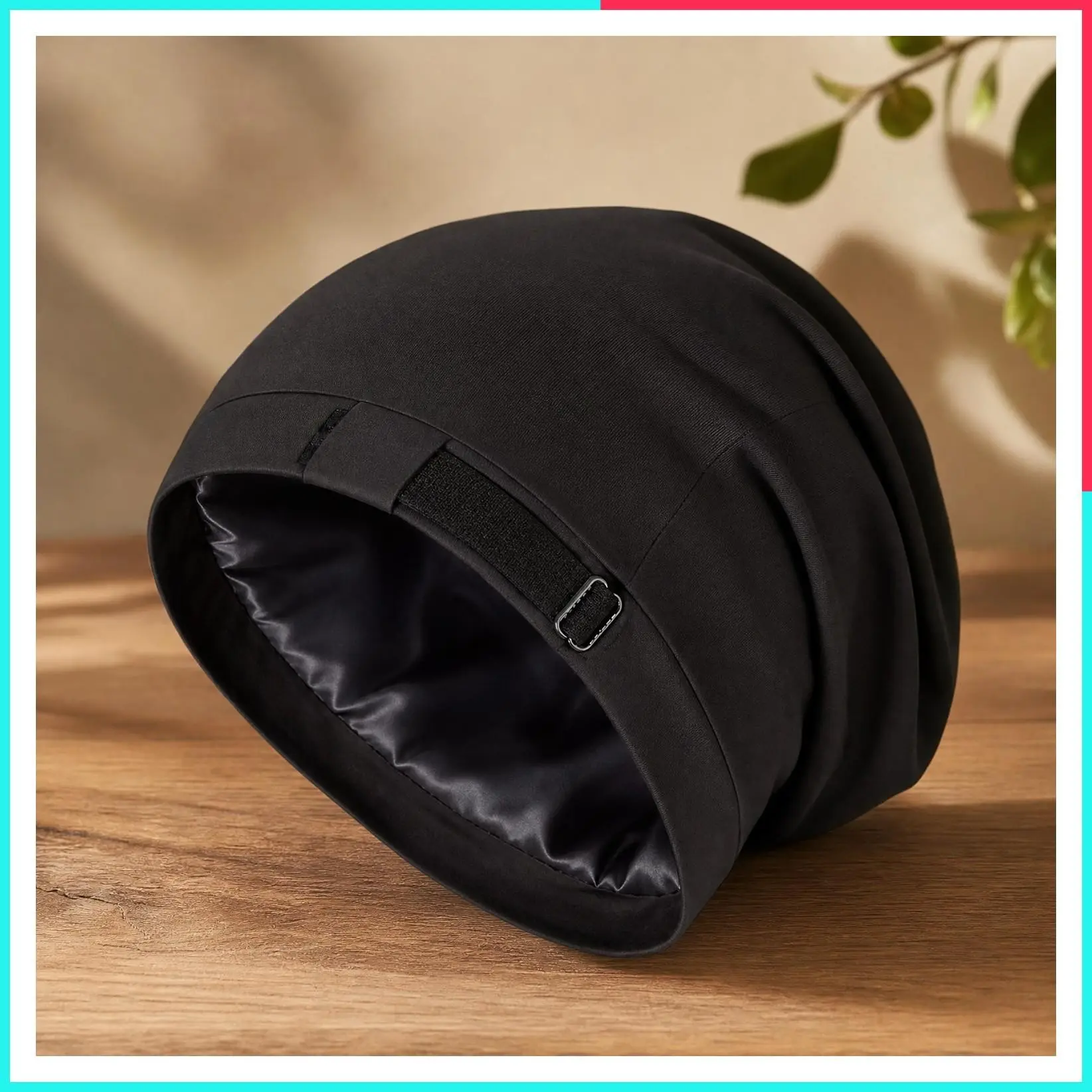 100% Mulberry Silk Bonnet for Sleeping, Men's Curly Hair Sleep Cap, Real Silk for Frizz Control, Black