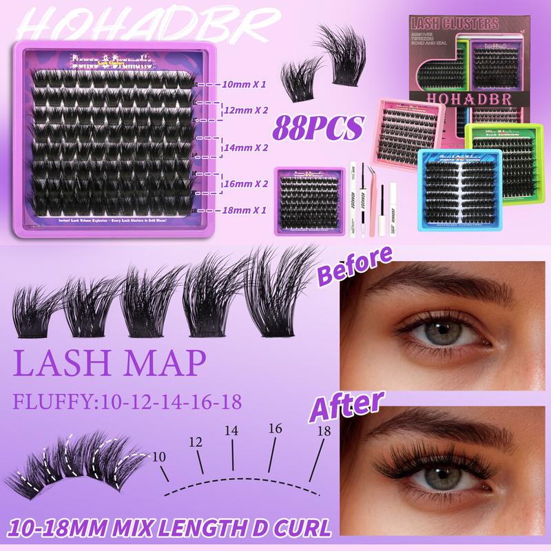 4 Styles  Mega/ultra/ Dramatic/Volume/ Lash Clusters Kit, WaterProof Lashes Eyelash Clusters Extensions with Everything You Need for Beginners and Proficient, DIY at Home Easily，Extension Soft comfortable Easy Apply Natural Look for Makeup Daily Life