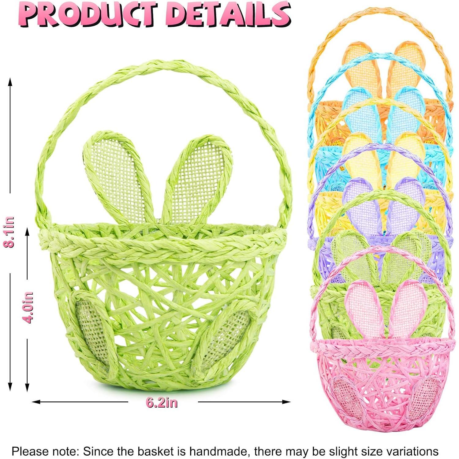 6 count Easter Egg Baskets -  6 Colors Bunny Ears Easter Baskets for Easter Theme Garden Party Favors, Easter Eggs Hunt, Easter Goodies , Basket Fillers