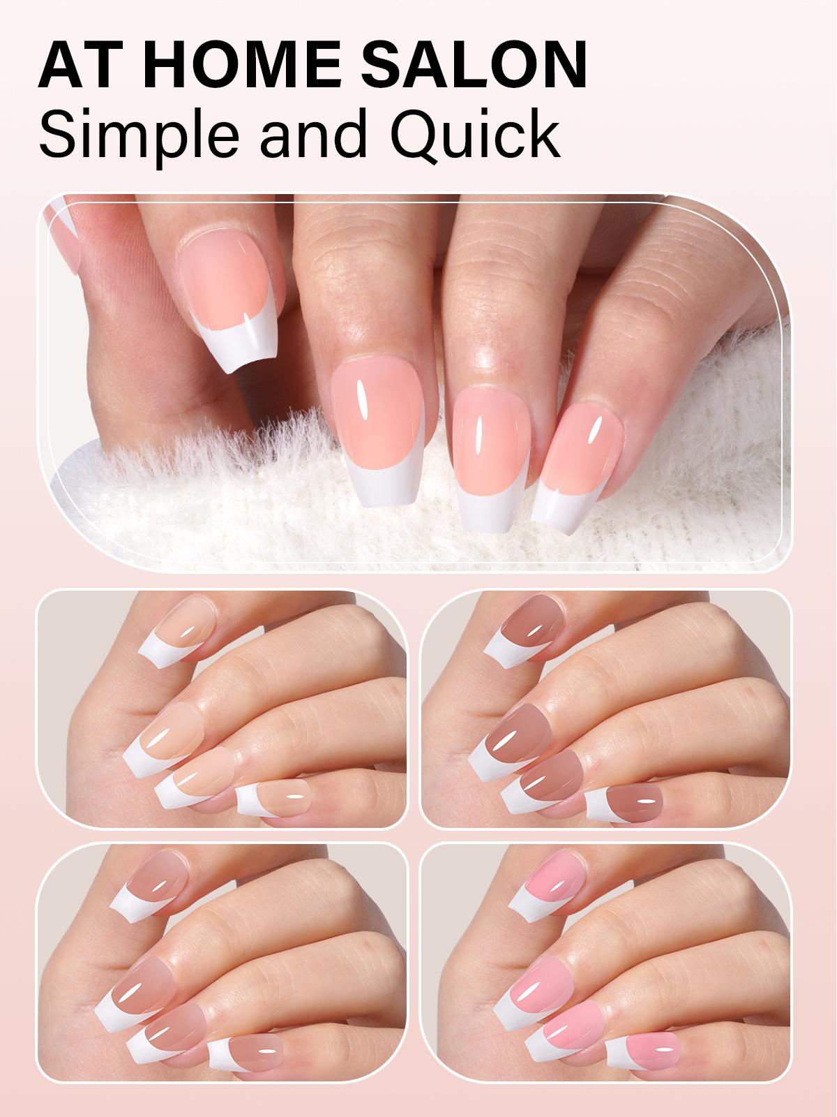 Aillsa Extra Short Coffin French Tip Press on Nails - 180pcs Classic Nude/White Full Cover Soft Gel Nail Tips Natural False Nails 15 sizes Easy to Wear Soak Off Acrylic press Nails Extensions Reusable & Comfortable Fit DIY at home press-on nail set