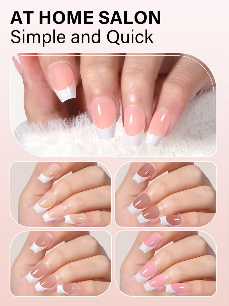 Aillsa Extra Short Coffin French Tip Press on Nails - 180pcs Classic Nude/White Full Cover Soft Gel Nail Tips Natural False Nails 15 sizes Easy to Wear Soak Off Acrylic press Nails Extensions Reusable & Comfortable Fit DIY at home press-on nail set