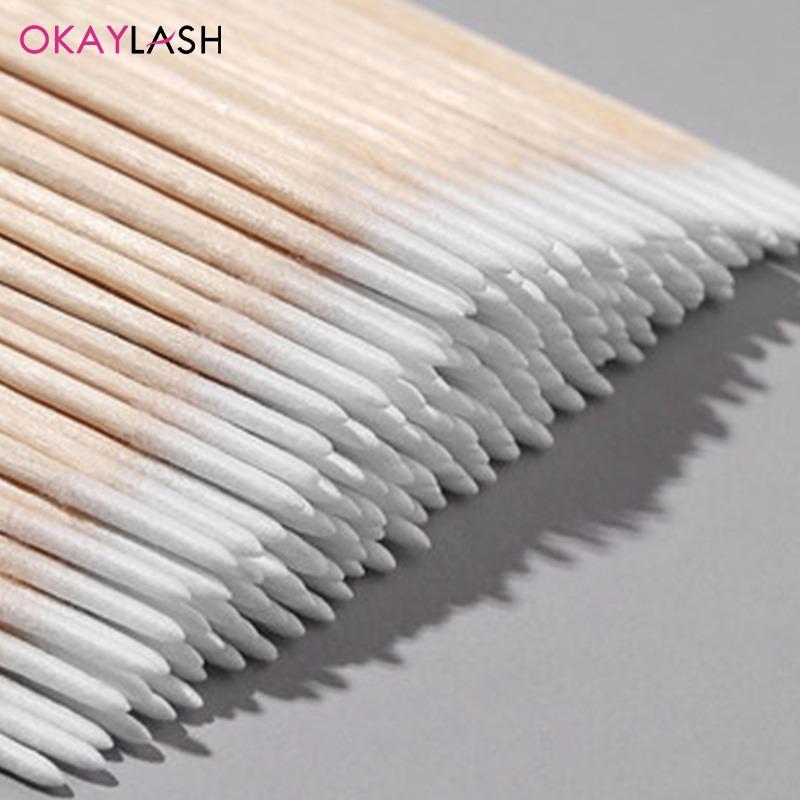 300pcs Disposable Wooden Micro Bud Swabs Lint Free Eyelash Extension Glue Removing Tools Makeup Mini Brush