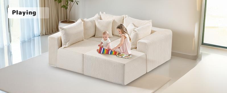 Winzoo 104" Cloud Sectional Couch with Sponge Cushion,Modern Modular L Shaped Sofa,Upholstered Couches for Living Room Furniture Bedroom Apartment