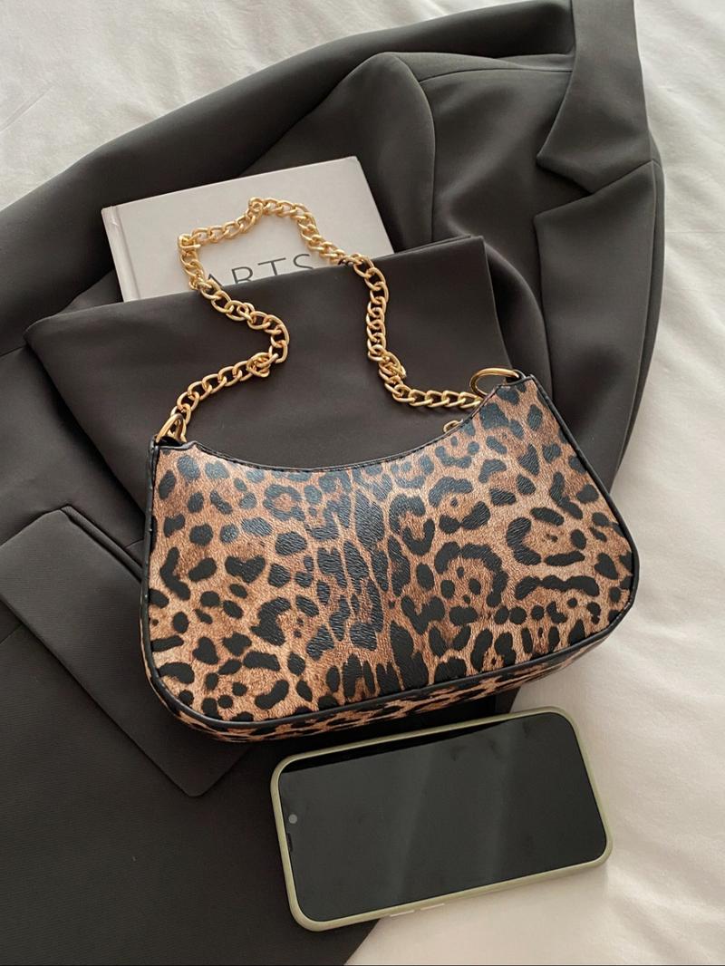 Women's Fashionable Leopard Pattern Crossbody Bag, Casual Versatile Hobo Shoulder Bag for Work & Daily Used, Trendy All-match Commuter Bag