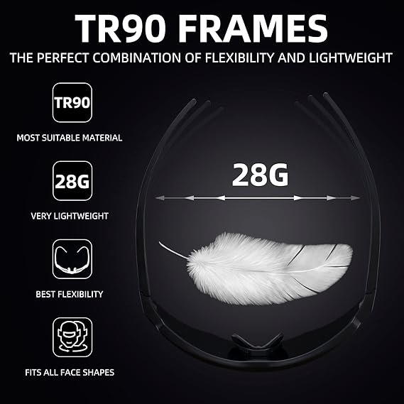 ROCKBROS Polarized Cycling Glasses with 4 Interchangeable Lenses Baseball Sunglasses for Men Womens UV400 Sports Sunglasses