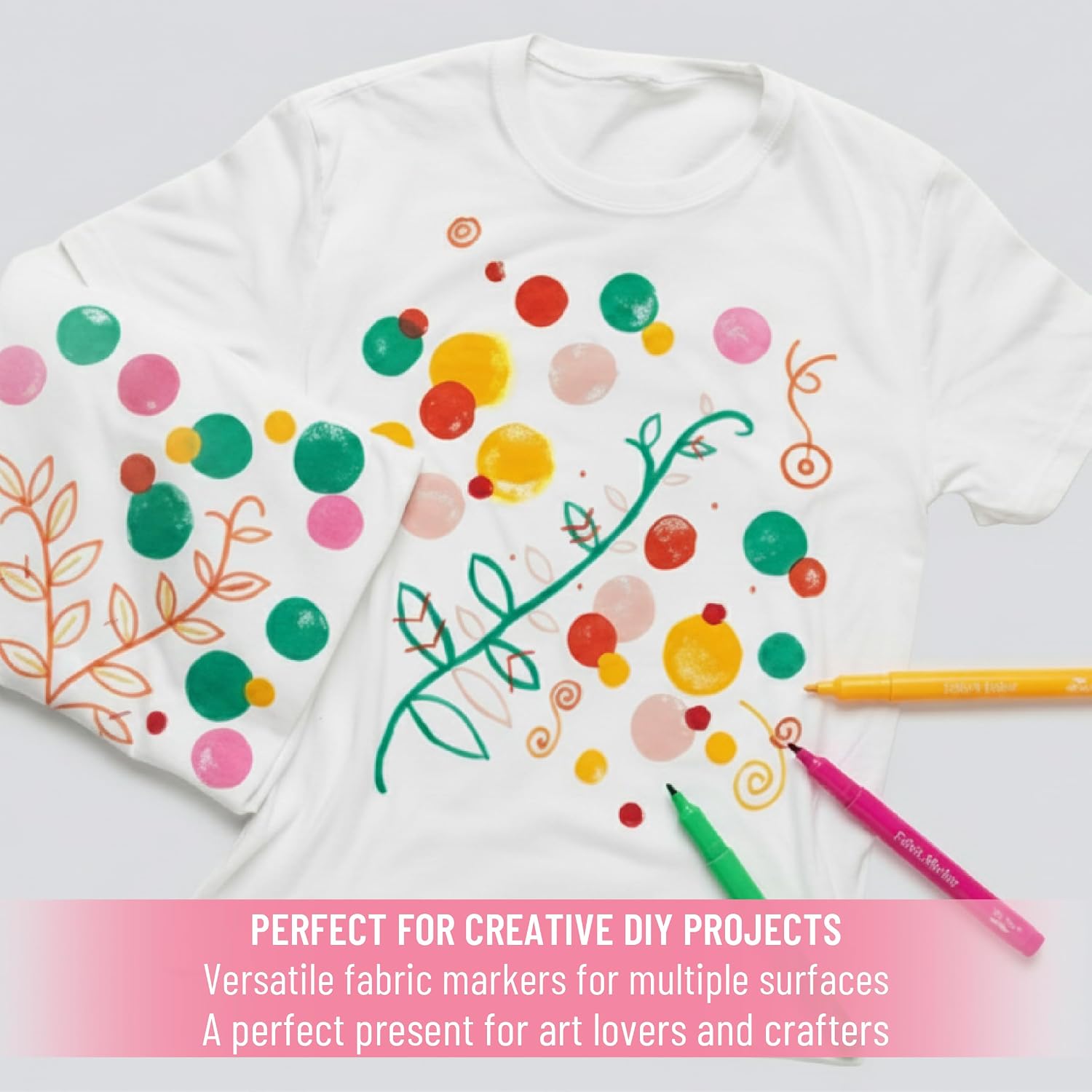 Permanent Fabric Markers, 24-Pack Colorful Crafting Supplies with Permanent Ink for T-Shirts, Bags, Canvas (Office Stationery Writing Tool)