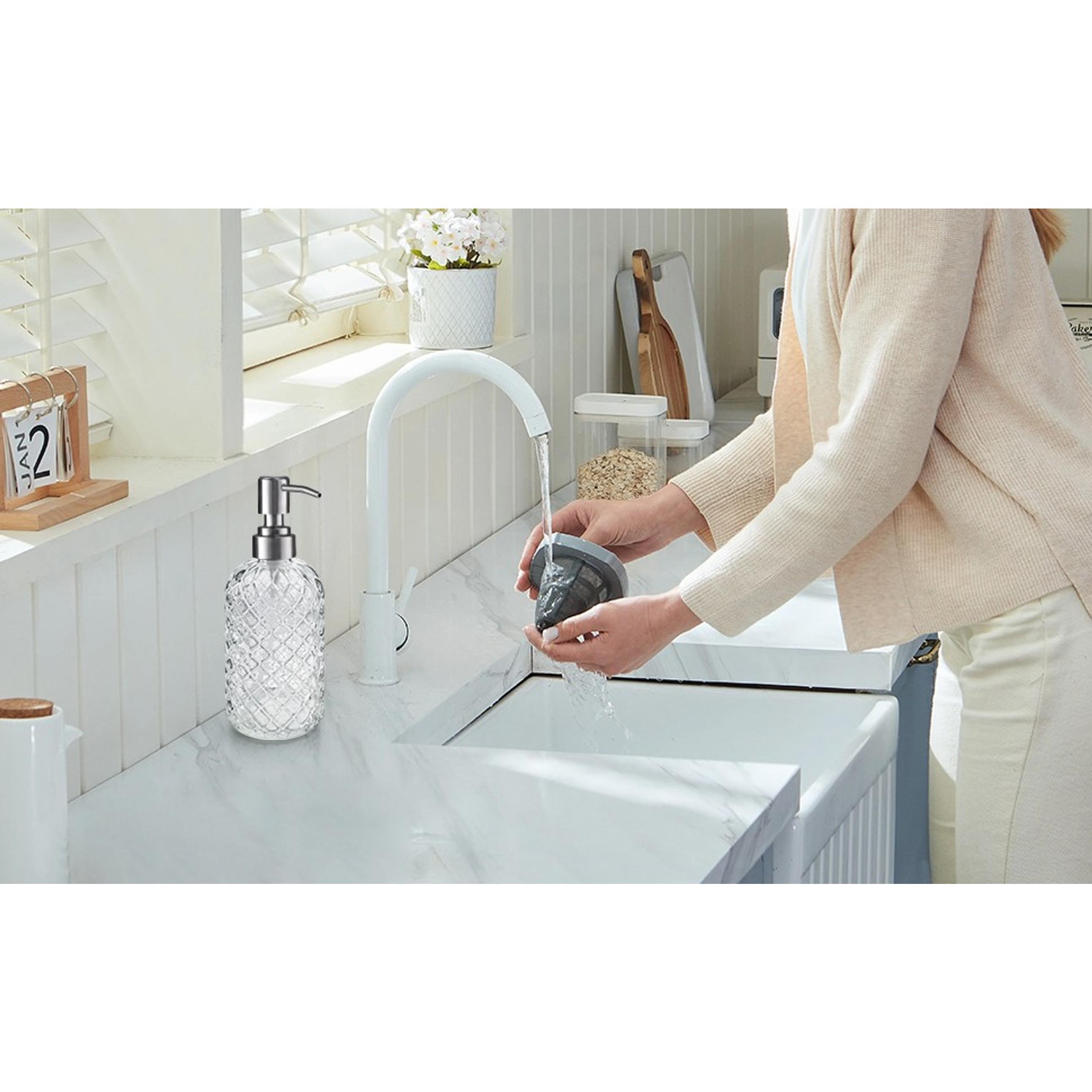 14 OZ Refillable Clear Glass Soap Dispenser for Hand Soap & LotionGift