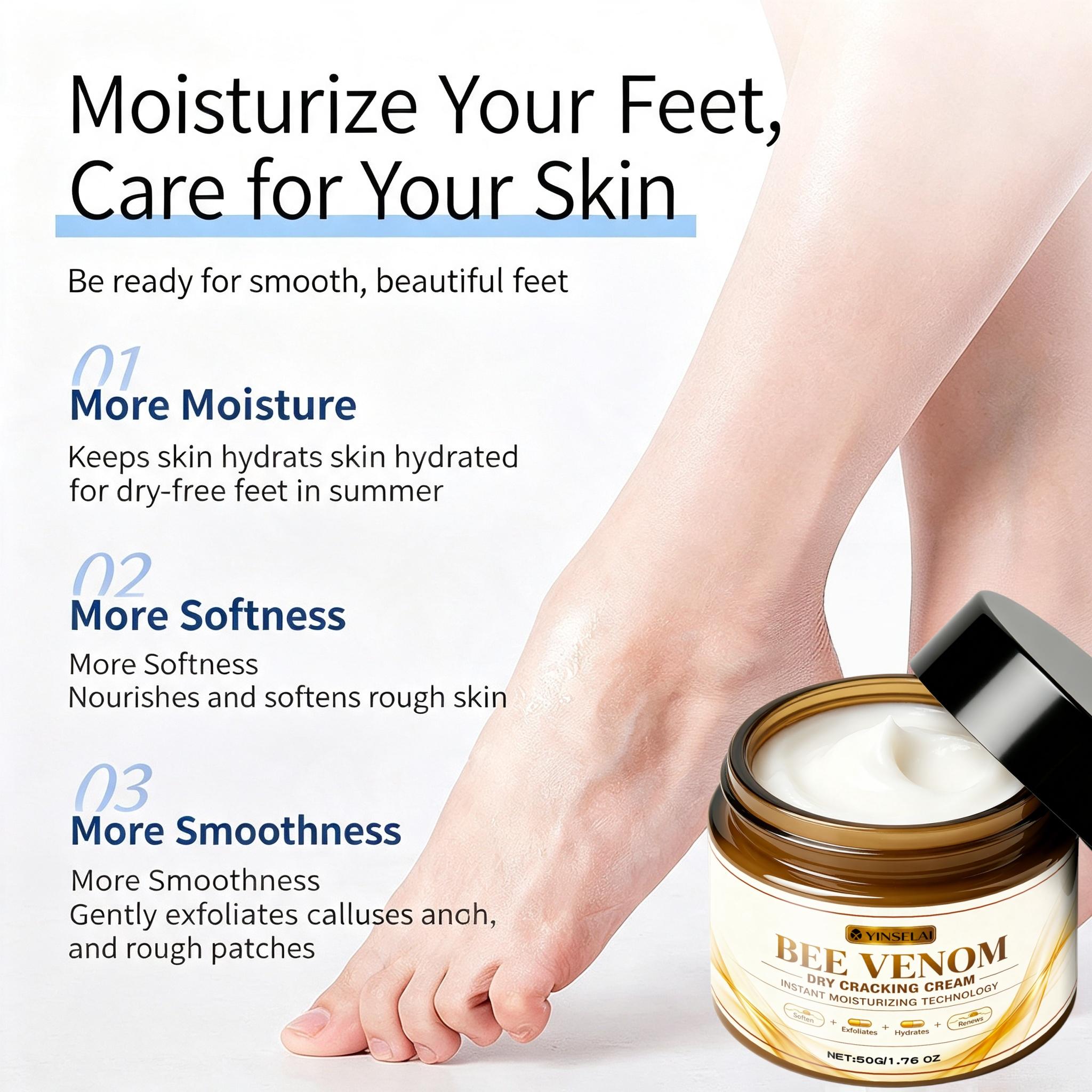 BEEVENOM Foot Cream, Bee Venom Dry Cracked Heel Cream for Dry Feet, Intensive Moisturizing & Exfoliating Foot Care, Softens Calluses & Rough Skin, Deep Hydration Repair for Cracked Heels, Essential Pedicure Treatment for Baby Soft Feet. #Skincare #FootCar