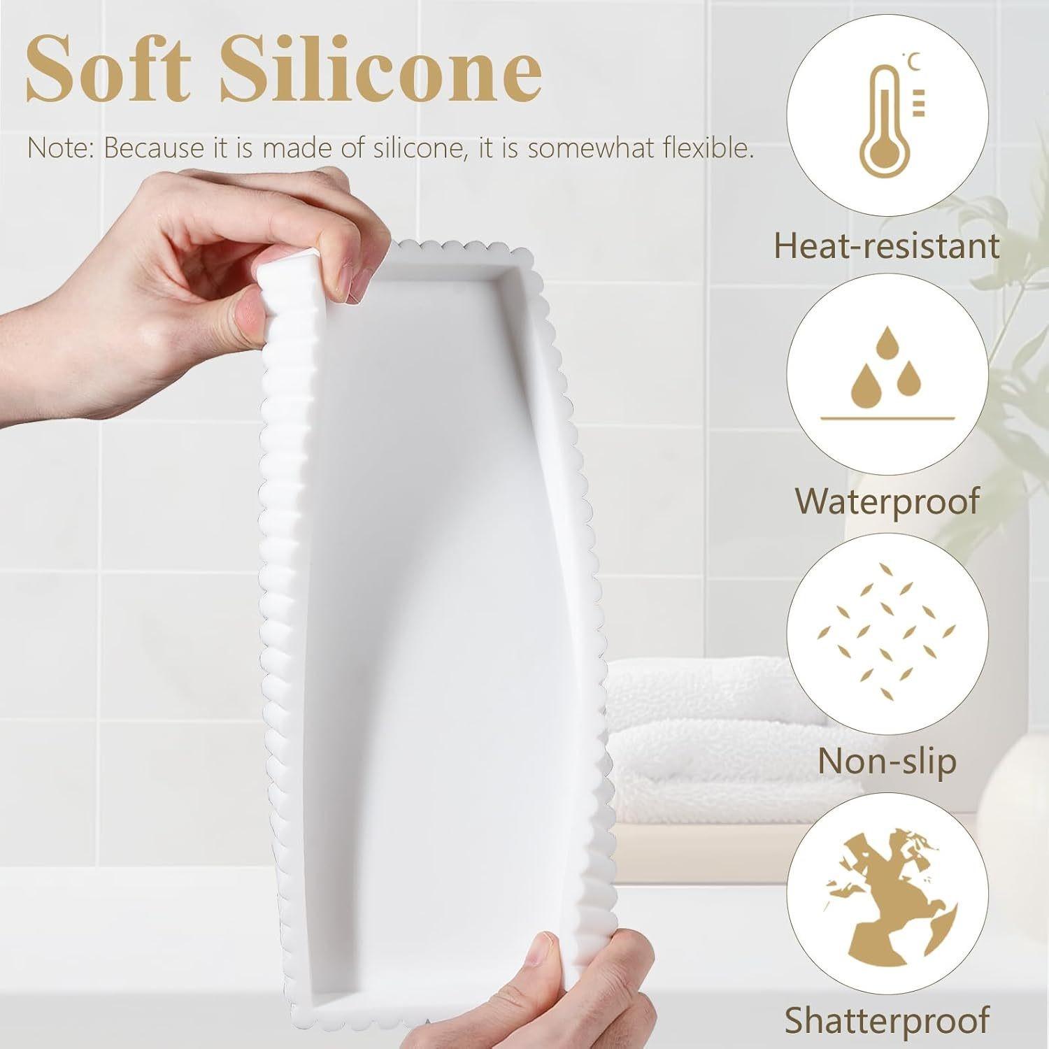 Square Storage Tray for Bathroom, Kitchen, Living Room, Vanity, Key, Cosmetics, Ring Holder, Decorative Edge Design