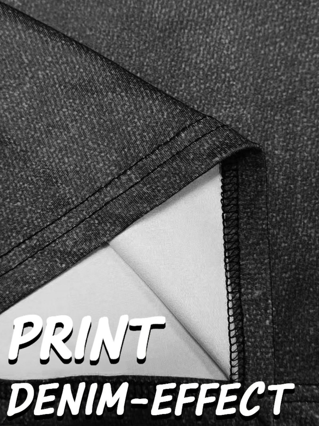 Women's Printed Skinny Pants Non-Denim Fabric, Ladies Seven-Inch Print Jeans-Like Bottoms, All Seasons Fashion