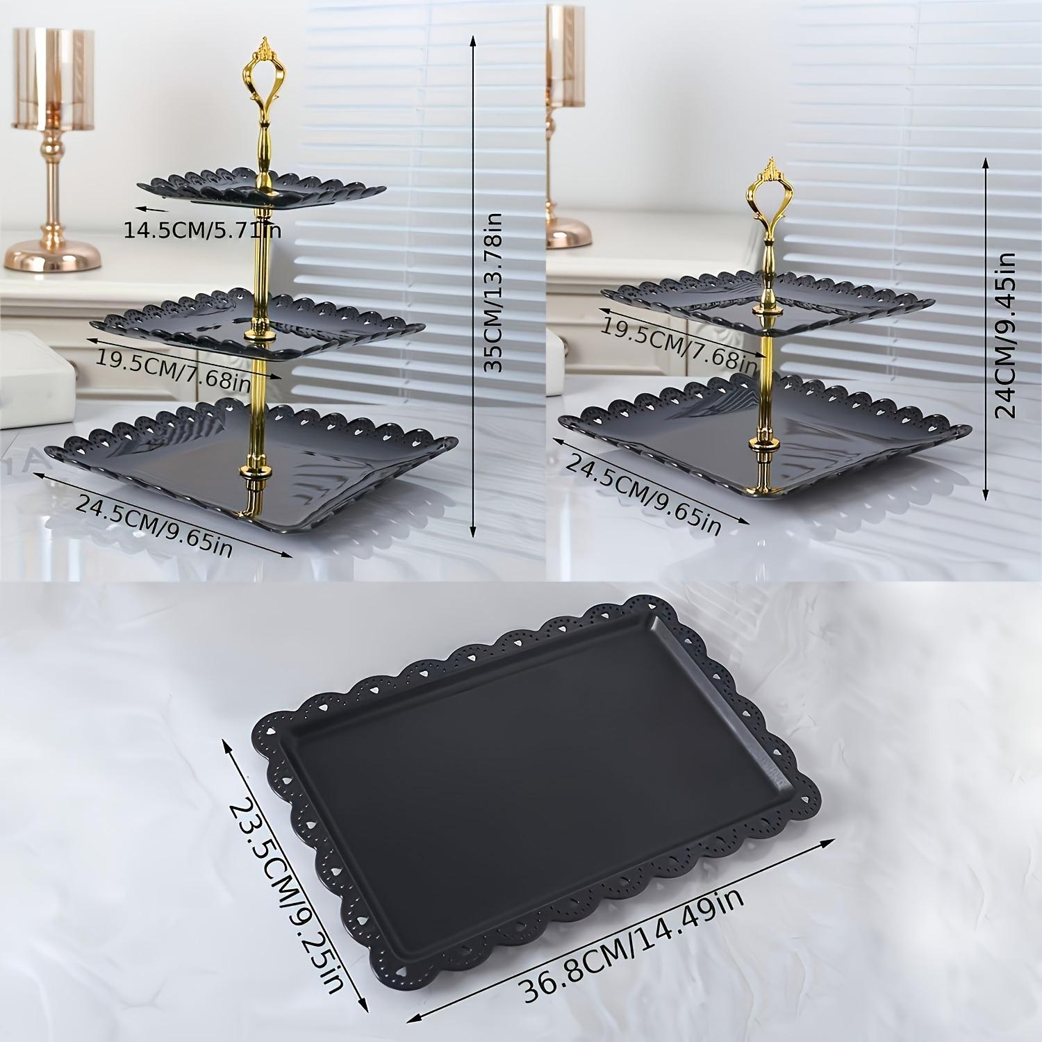 6 Pieces Dessert Table Display Set, Plastic Cake Candy Fruit Serving Set with 2 Pieces Fruit Dessert Trays + 4 Pieces 2-Tier/3-Tier Cupcake Stands for Tea Party, Birthday, Wedding, Baby Shower