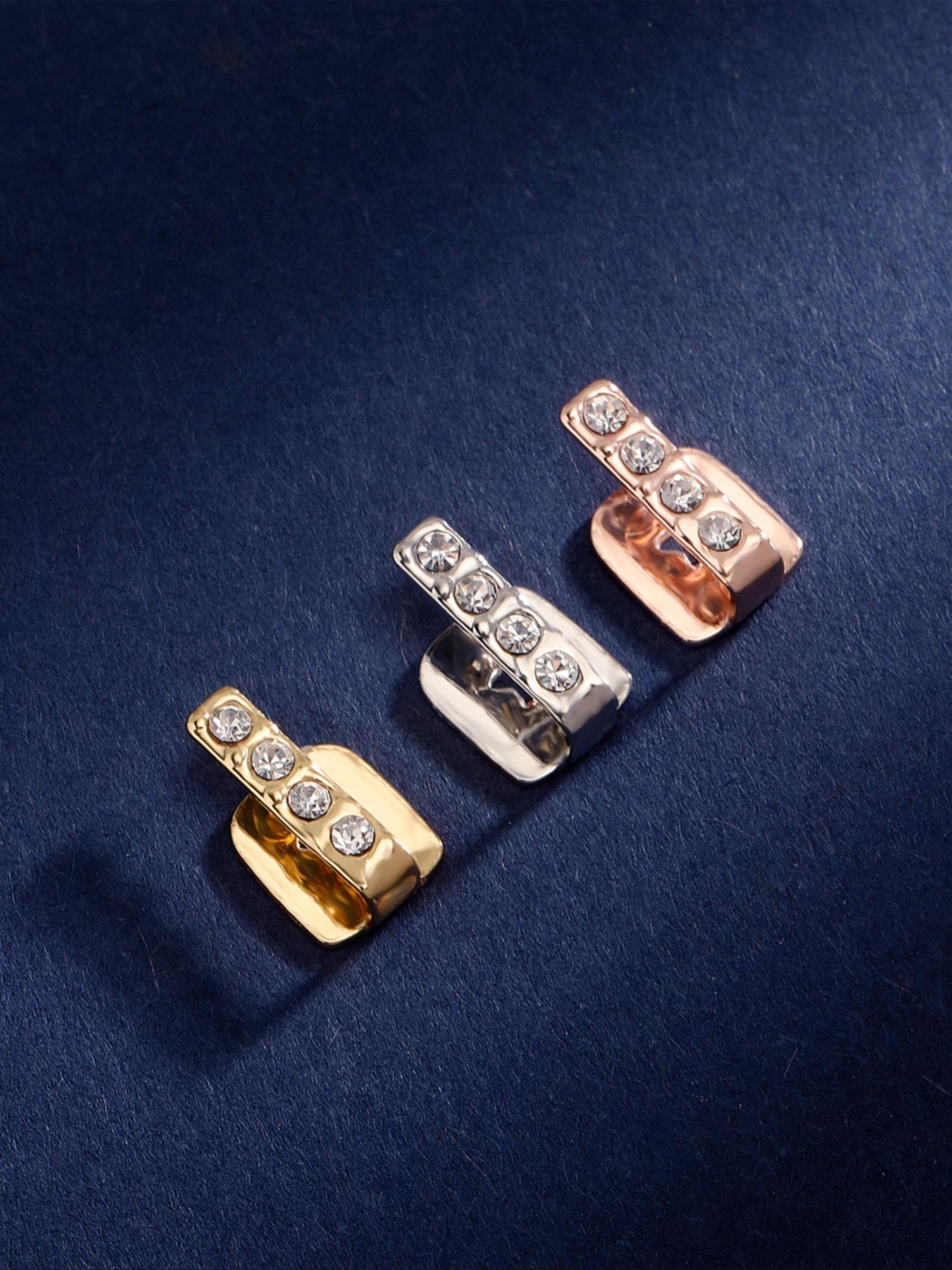 Single Tooth Bar Grillz, Daily Streetwear Sparkling Diamond Gold Teeth Hip Hop Versatile Cross-Border Accessory