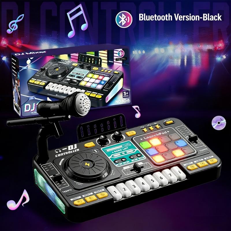 Multifunctional Digital DJ Controller Toy, 1 Box Music Simulation Toy with Microphone & Piano Key, Educational Music Toy for Kids, Home Entertainment Toy for Kids