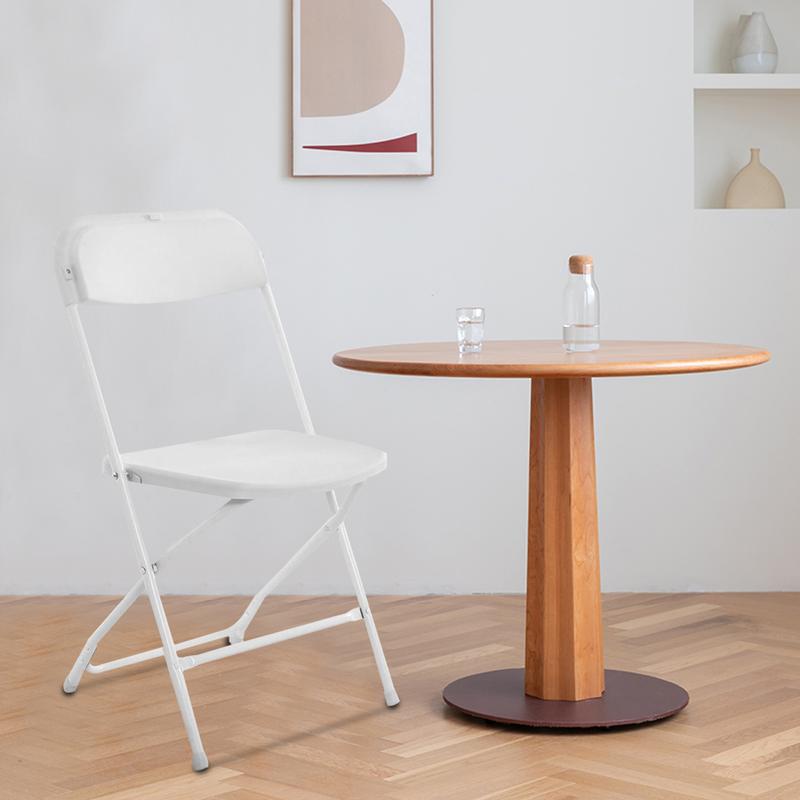 4/6/10 Pack High-Quality Plastic Folding Chairs with Steel Frame - White & Black, 350lb Capacity, Ideal for Indoor/Outdoor Events, Office, Wedding, Party, Picnic, and Kitchen Dining