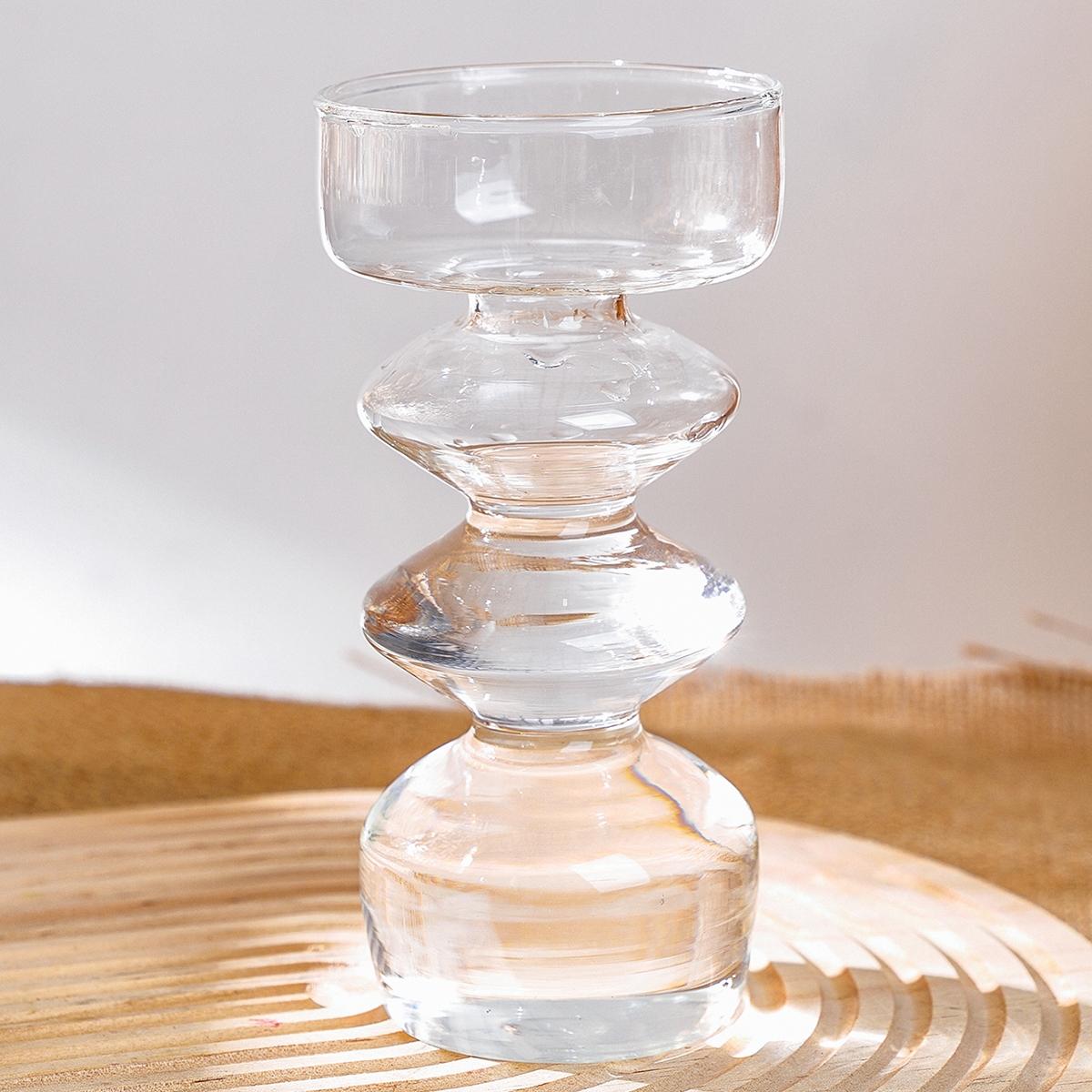 Modern Glass Vase, Hand-Blown Transparent Flower Pot, Unique Shape, Home Desktop Decoration, Water Culture Plant Container, Decorative Vase