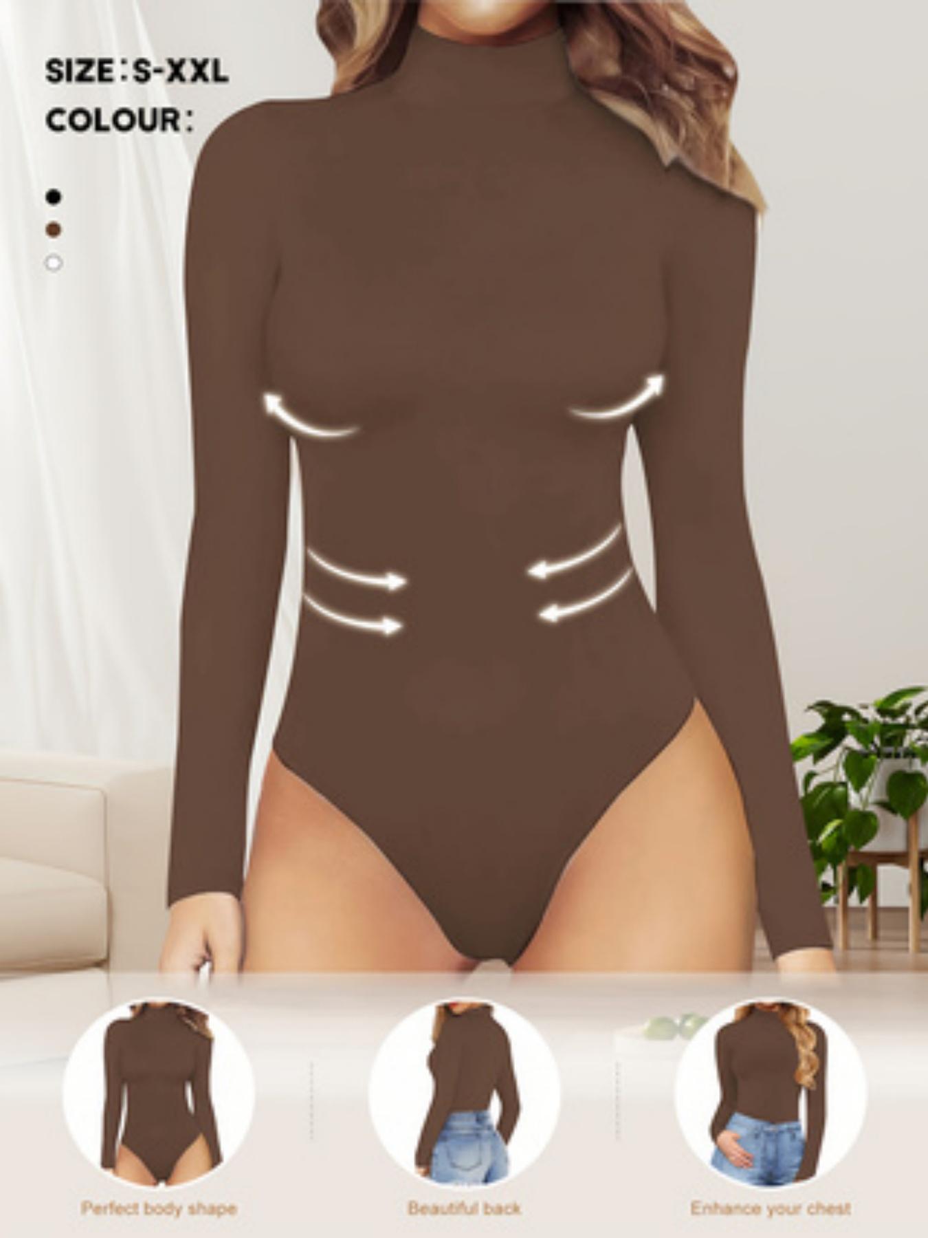 2026 Women's Long Sleeve Turtleneck Bodysuit, Slim-Fitting Thermal Compression Shapewear for All Seasons