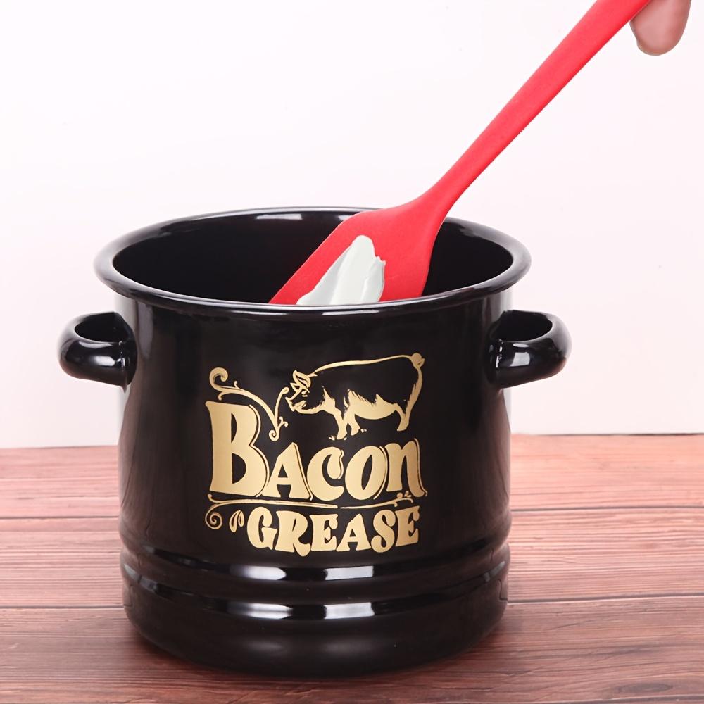 Enamel Bacon Grease Keeper with Fine Strainer & Lid, Strainers for Kitchen, Residue Filter Oil Dispenser, Reusable Round Food Storage Jar for Lard Meat, Farmhouse Red Kitchen Decor, Gift for Family Friends Christmas