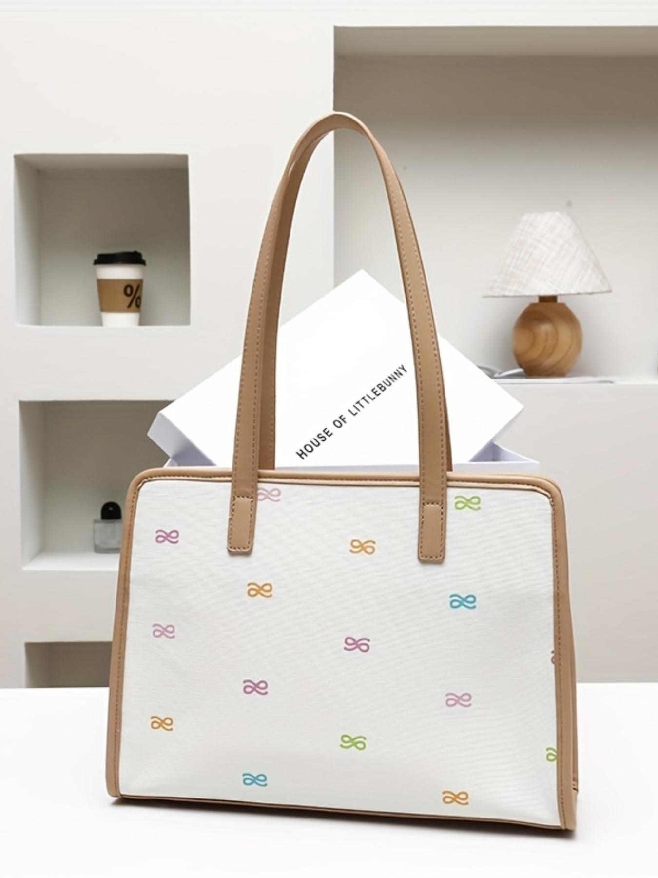 Elegant Printed Tote Bag for Modern Career Women, House of Littlebunny Urban Commute, Subtle Color Accents, Stylish Handbag
