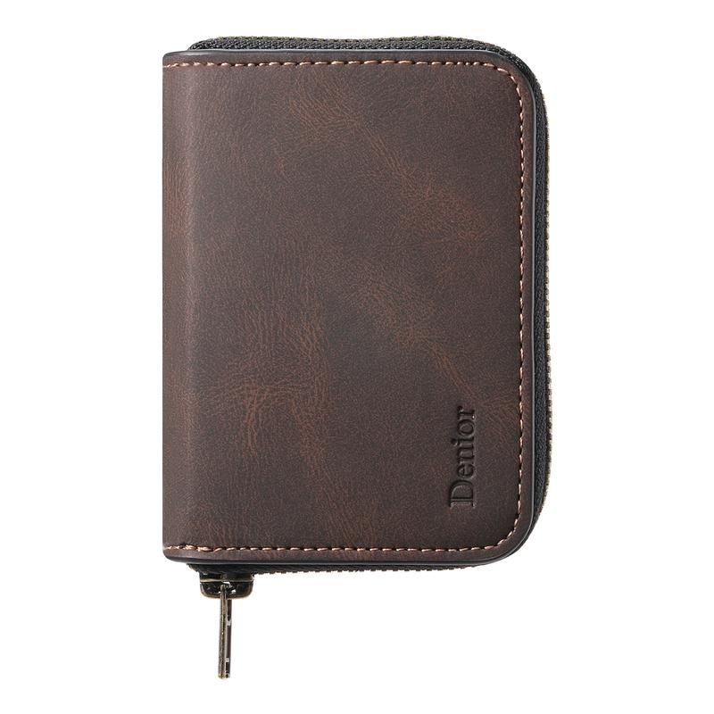 Denior |  RFID-Blocking Zipper Wallet with Multiple Card Slots | Faux Leather | Strong Magnetic Attachment to Phone | Secure ID & Credit Card Holder | Sleek Brown Design | Perfect Gift for Men on Valentine's, Father's Day & More, Card Holder Wallet