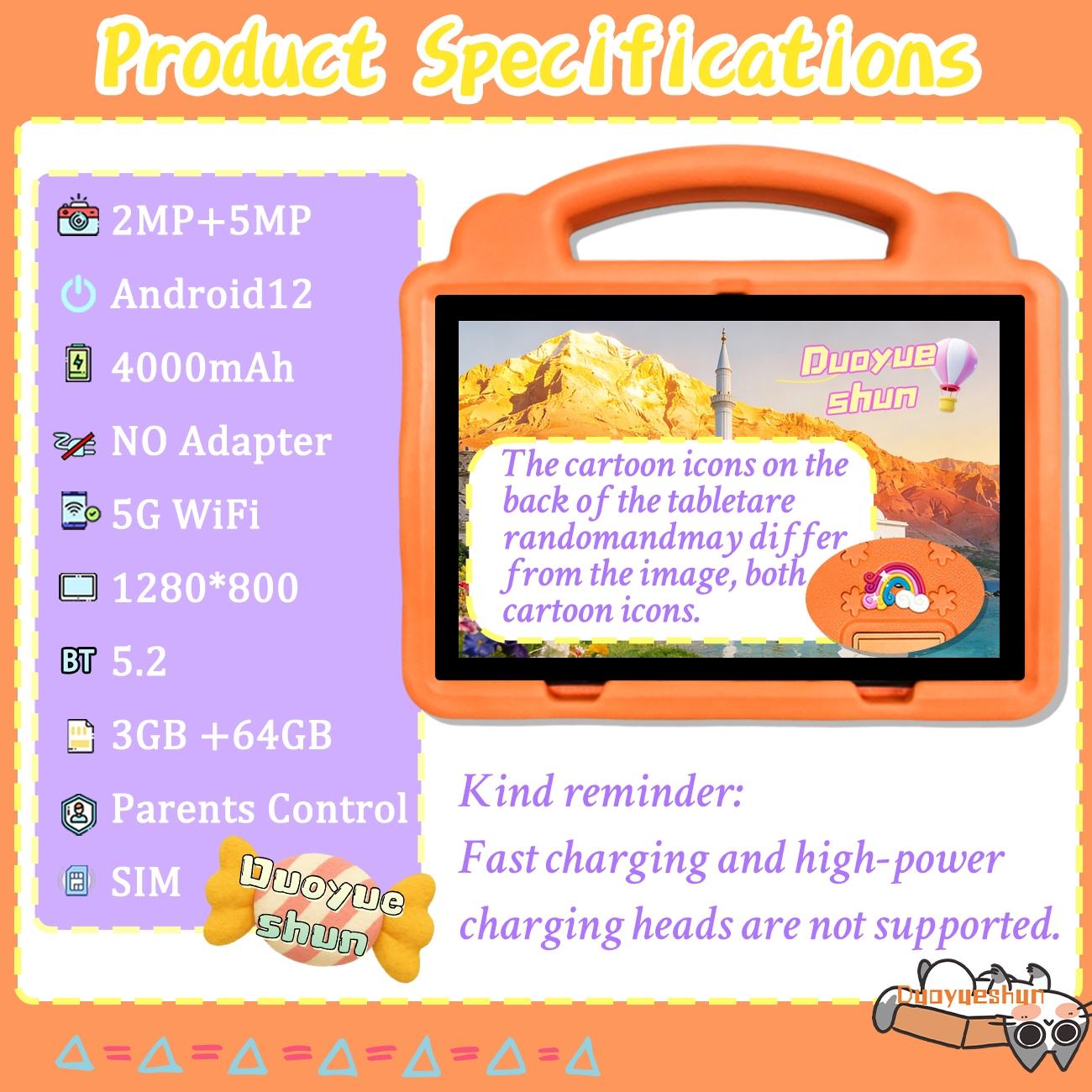 New Year Gift Surprise Android Tablet PC, 10.1 Inch Kids Learning Tablet with Parental Control, Dual Camera, 1280x800 IPS Display, Best Christmas Gift