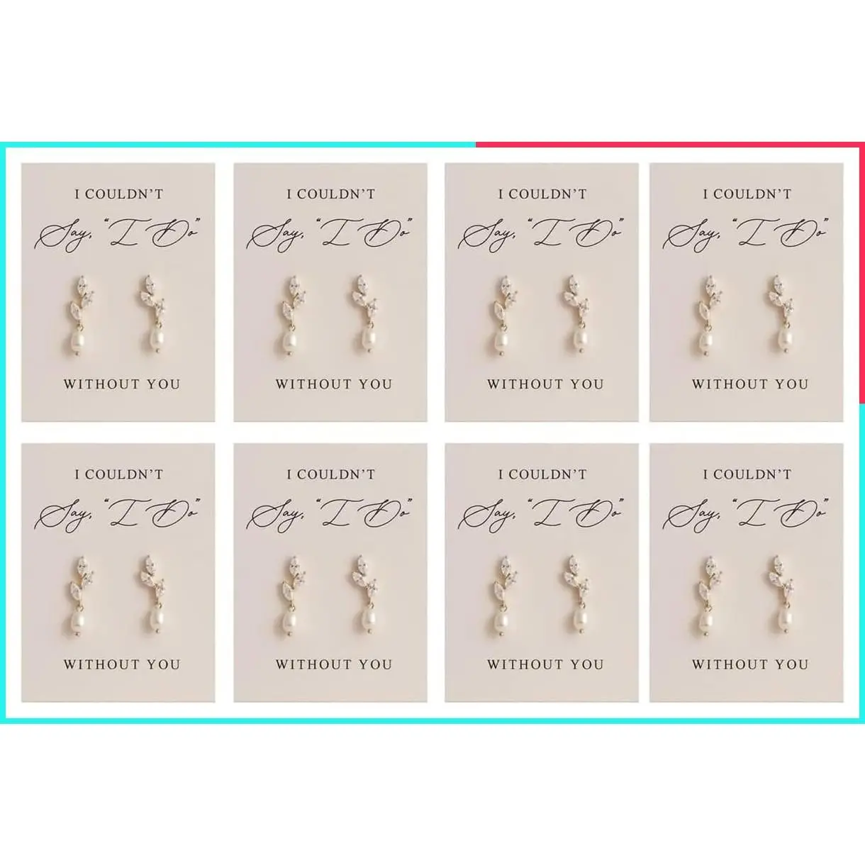 Bridesmaid Earrings Set of 4/6/8, Gold Knot Pearl Drop Earrings with Proposal Cards, Ready to Gift Bridal Party Jewelry for Bridesmaids, Maid of Honor, Wedding Thank You Gift