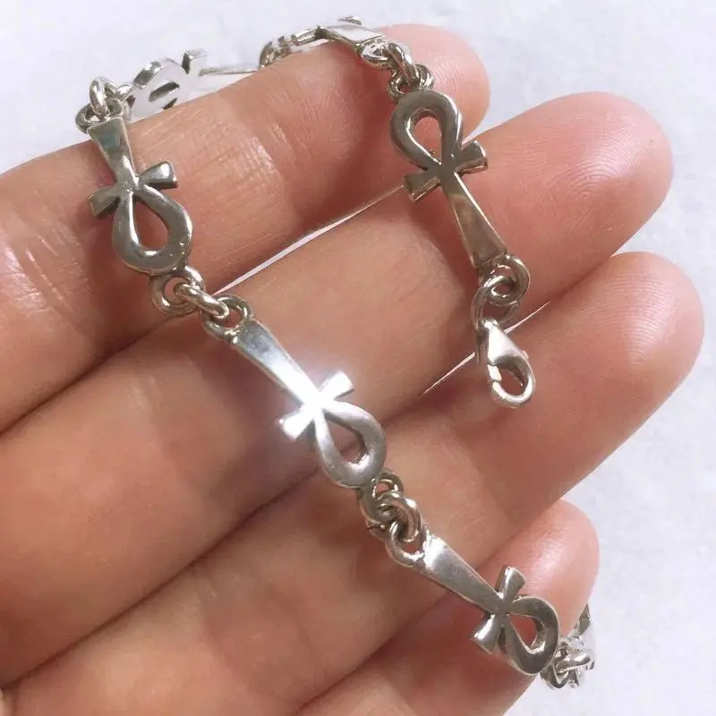 Korean Ankh Vampire Bracelet Gothic Vampire Religious Bracelets Jewelry Victorian Cross Link Bracelet Wicca Charm Jewelr