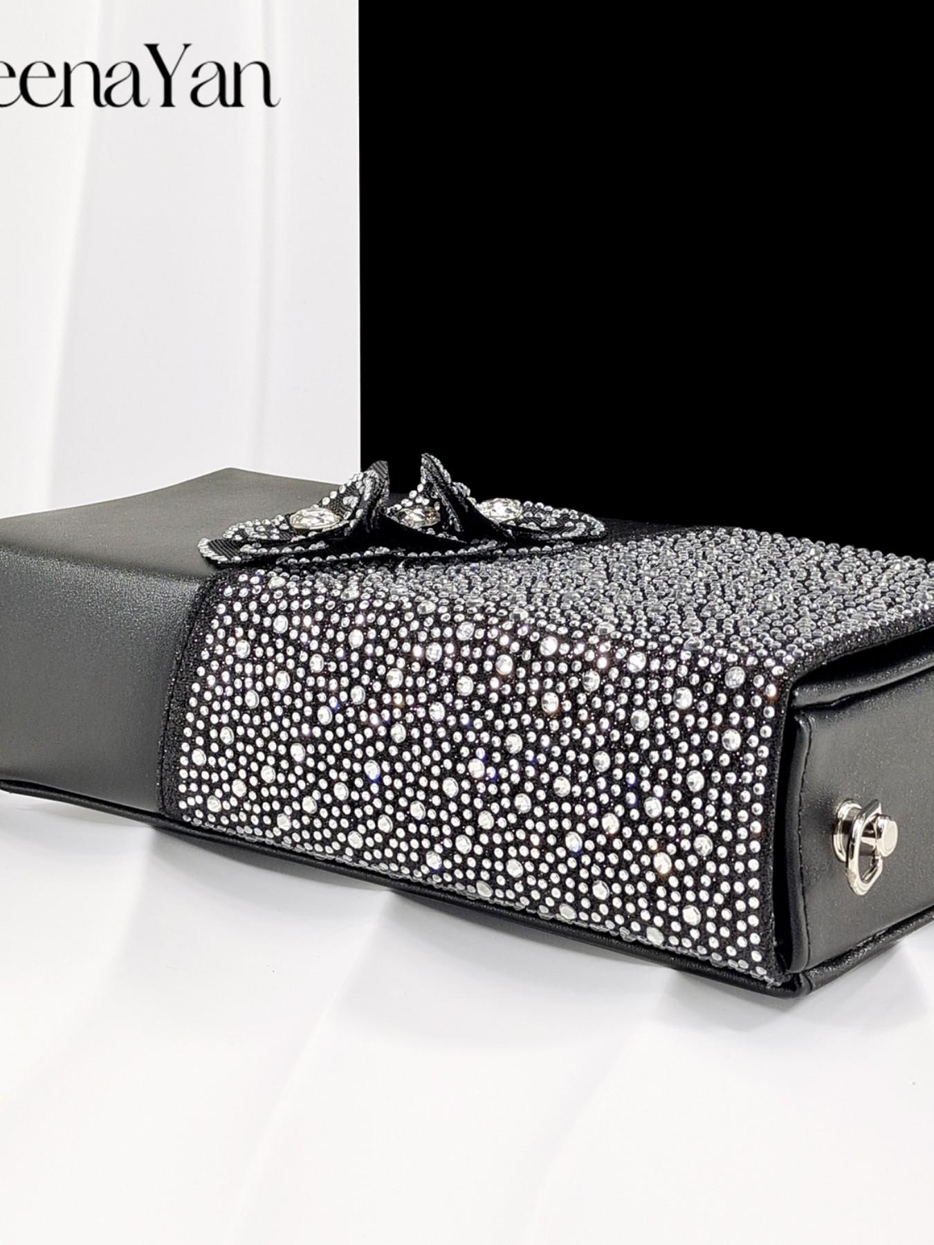 2026 Elegant Silver Pointed-Toe High Heels Shoes with Diamond Accents & Matching Bag - Ideal for Party Elegance