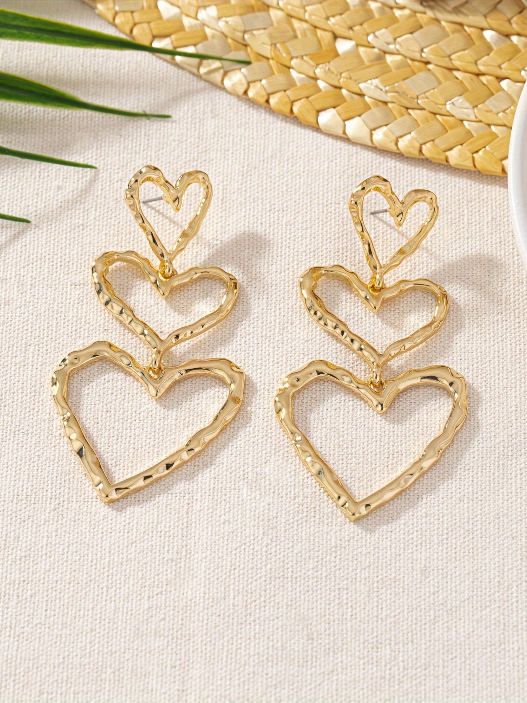 Classic Vintage Dangle Heart Pendant Earrings, High Quality Earrings, Women's Versatile Fashion Accessory, Perfect Valentine's Day Gift for Girlfriend Classic Vintage Dangle Heart Pendant Earrings, High Quality Earrings, Women's Versatile Fashion Accessory, Perfect Valentine's Day Gift for Girlfriend