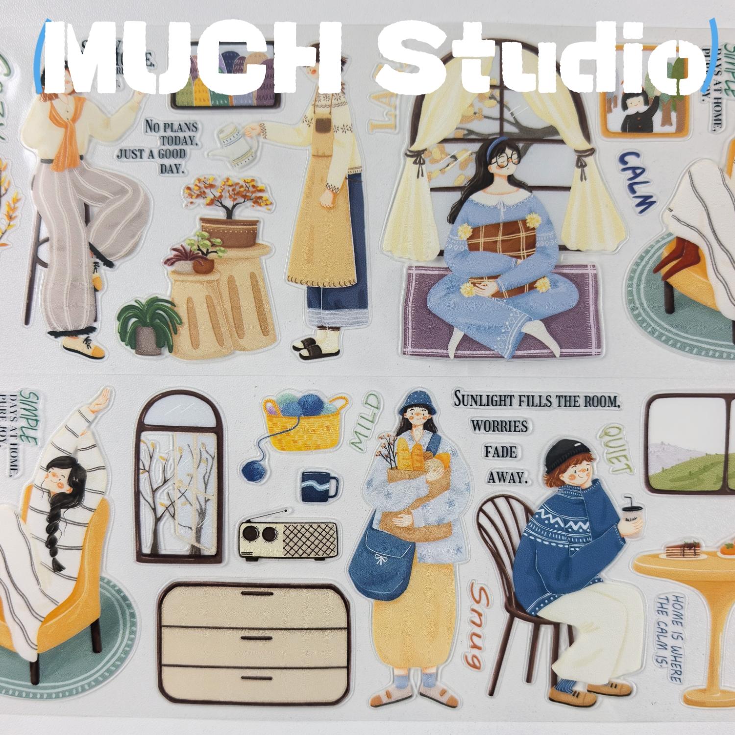 1pc (6.5*100cm), Original New Product, Daily Life Character Status Sticker, High-end Craftsmanship PET Tape, Exquisite Pattern, Versatile and Practical, Suitable for Scrapbooking, Decorating Journals, Notebooks, Greeting Cards, Photo Frames and More