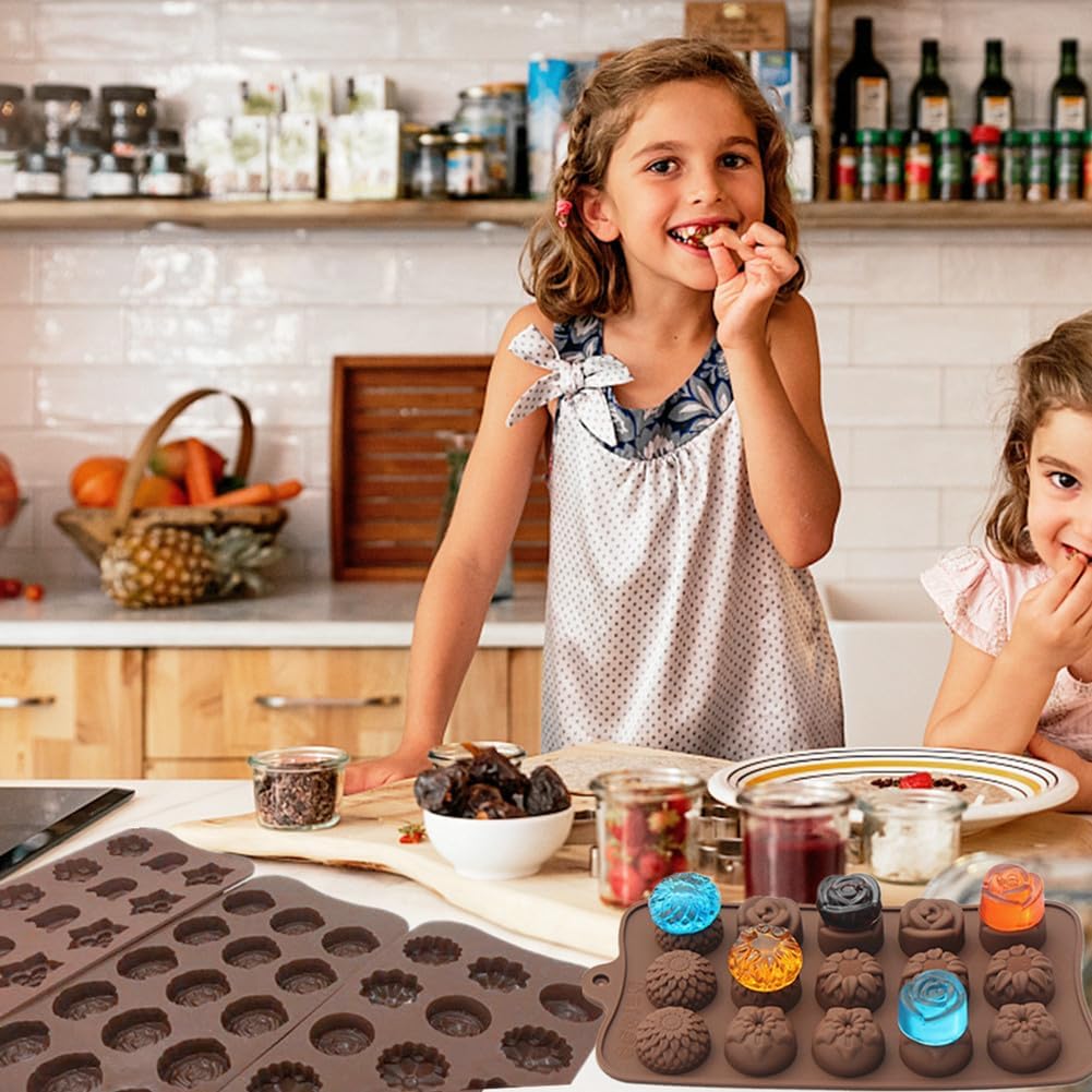 4 Pcs Chocolate Candy Mold, Slicone Baking Mold, Candy Mold Silicone, Non-Stick Surface Can Be Easily Demoulded, Suitable for Making Jelly Candy, Truffle Chocolate, Bath Balls and Candles. Kitchen Baking Appliance.